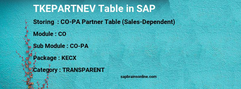 SAP TKEPARTNEV table