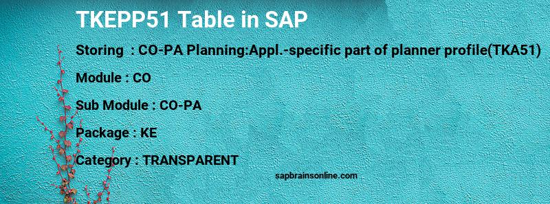 SAP TKEPP51 table