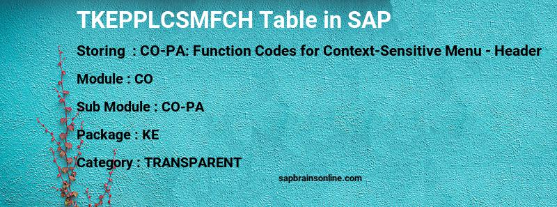 SAP TKEPPLCSMFCH table