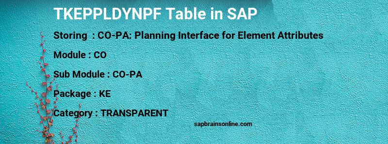 SAP TKEPPLDYNPF table