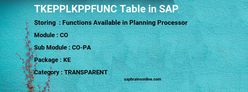 SAP TKEPPLKPPFUNC table