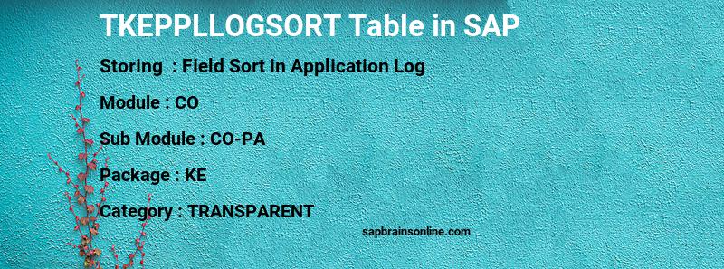 SAP TKEPPLLOGSORT table