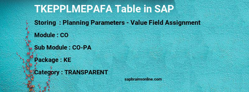 SAP TKEPPLMEPAFA table