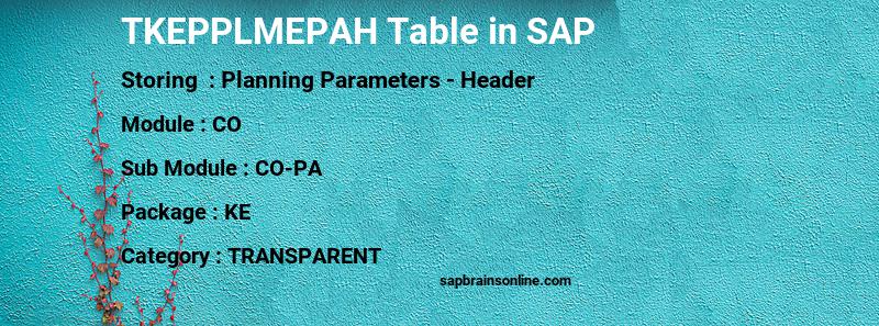 SAP TKEPPLMEPAH table