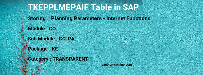 SAP TKEPPLMEPAIF table