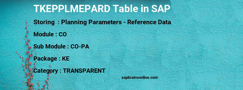 SAP TKEPPLMEPARD table