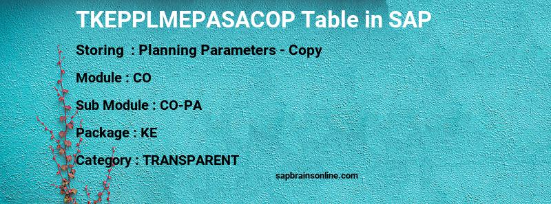 SAP TKEPPLMEPASACOP table