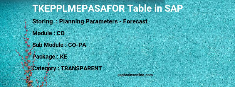 SAP TKEPPLMEPASAFOR table