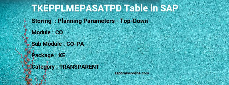 SAP TKEPPLMEPASATPD table
