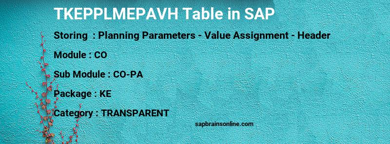 SAP TKEPPLMEPAVH table