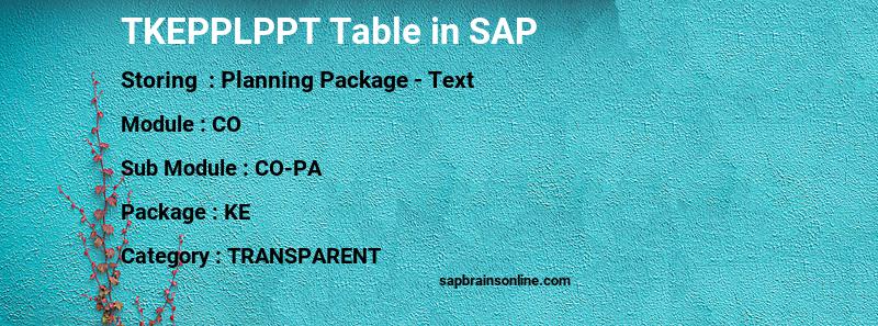 SAP TKEPPLPPT table