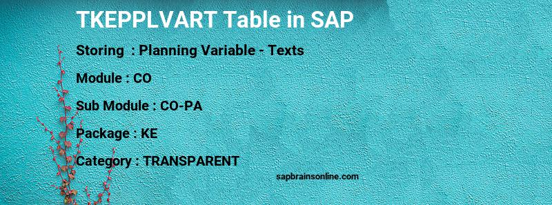 SAP TKEPPLVART table