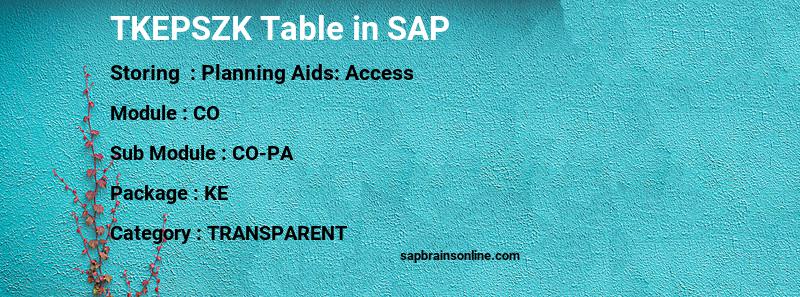 SAP TKEPSZK table