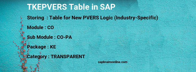 SAP TKEPVERS table