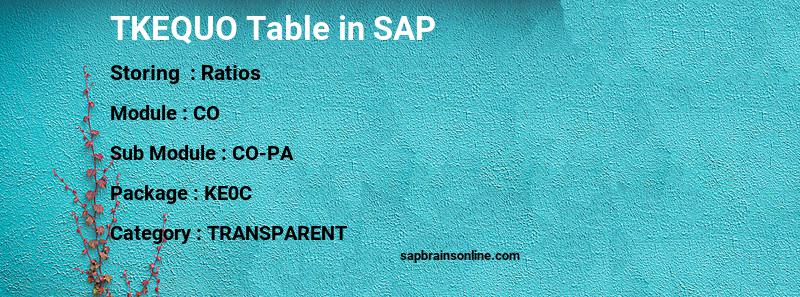 SAP TKEQUO table