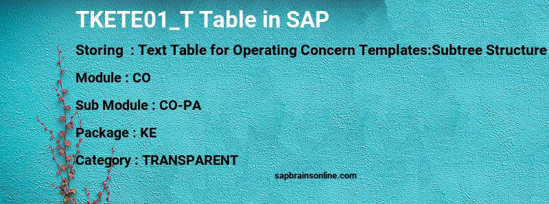 SAP TKETE01_T table