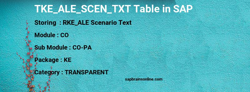 SAP TKE_ALE_SCEN_TXT table