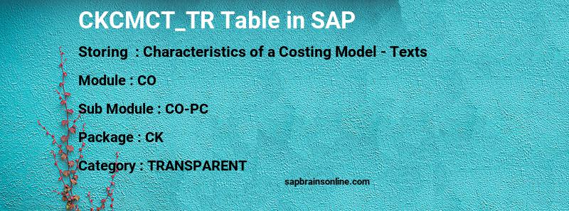 SAP CKCMCT_TR table