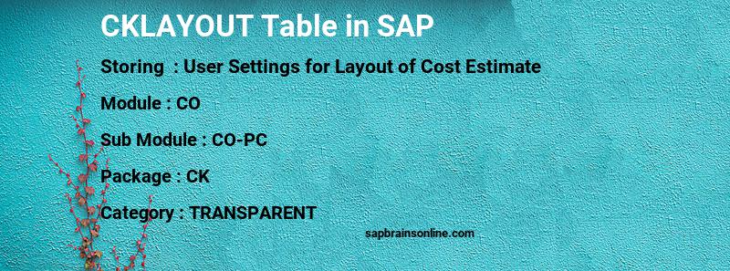 SAP CKLAYOUT table