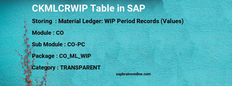 SAP CKMLCRWIP table