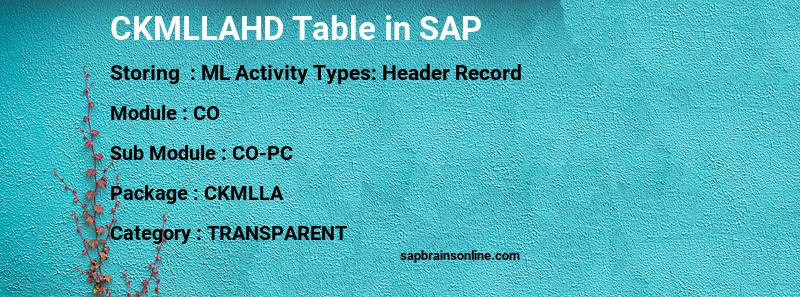 SAP CKMLLAHD table