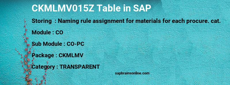 SAP CKMLMV015Z table