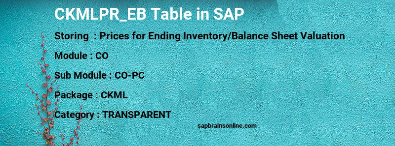 SAP CKMLPR_EB table