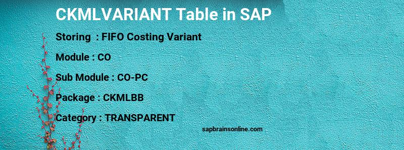 SAP CKMLVARIANT table