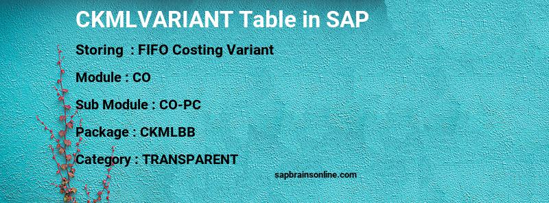 SAP CKMLVARIANT table