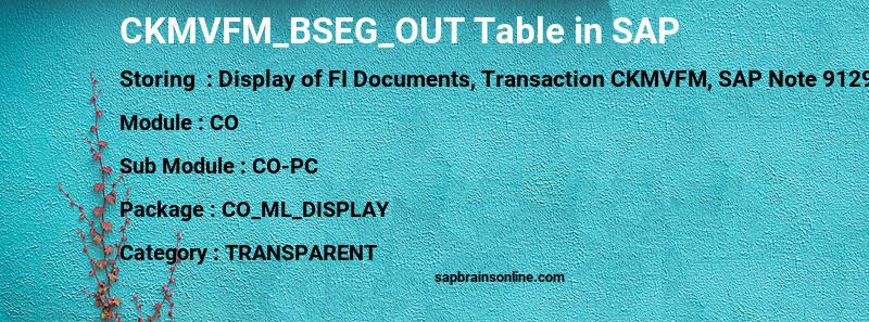 SAP CKMVFM_BSEG_OUT table