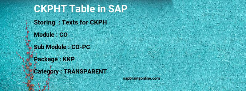 SAP CKPHT table