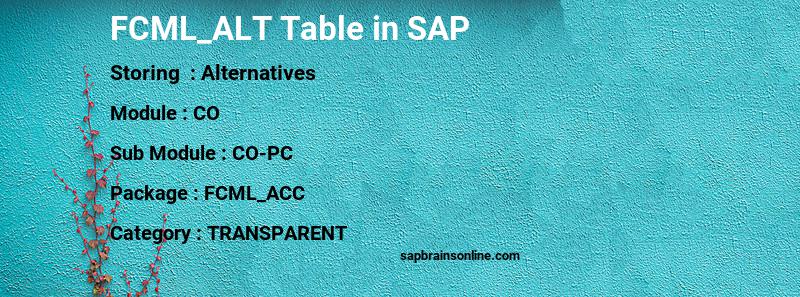 SAP FCML_ALT table