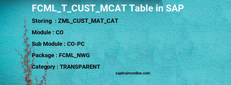 SAP FCML_T_CUST_MCAT table