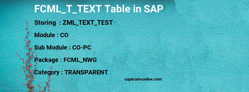 SAP FCML_T_TEXT table