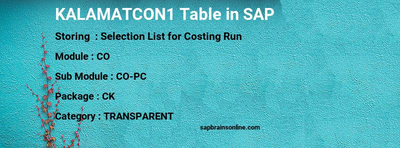 SAP KALAMATCON1 table