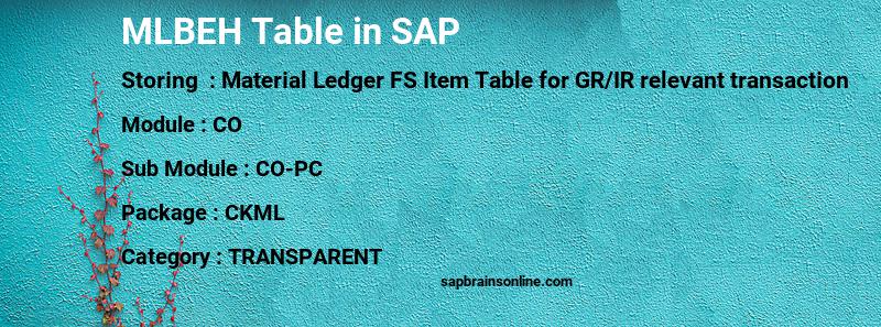 SAP MLBEH table