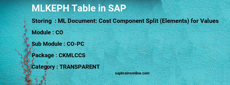 SAP MLKEPH table