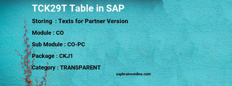 SAP TCK29T table