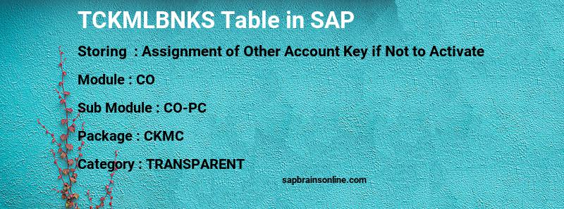 SAP TCKMLBNKS table