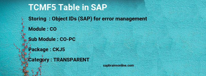 SAP TCMF5 table