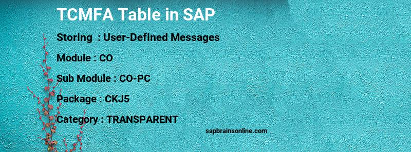 SAP TCMFA table