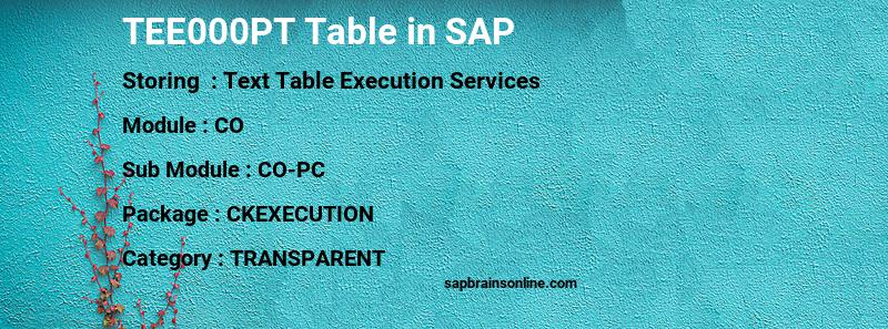 SAP TEE000PT table