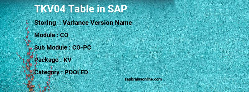 SAP TKV04 table