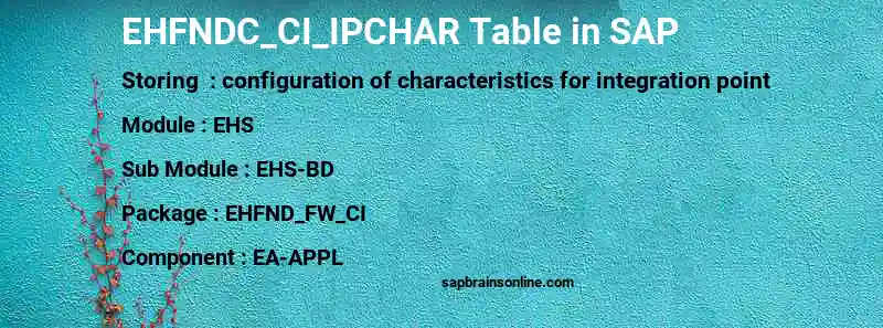 SAP EHFNDC_CI_IPCHAR table