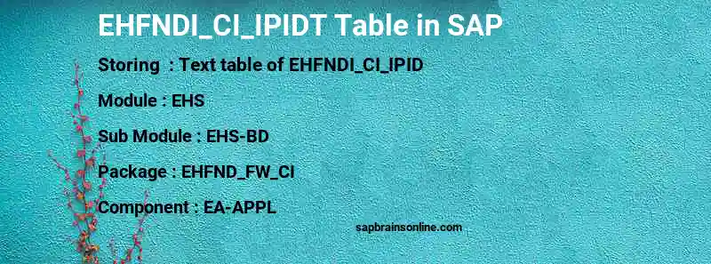 SAP EHFNDI_CI_IPIDT table