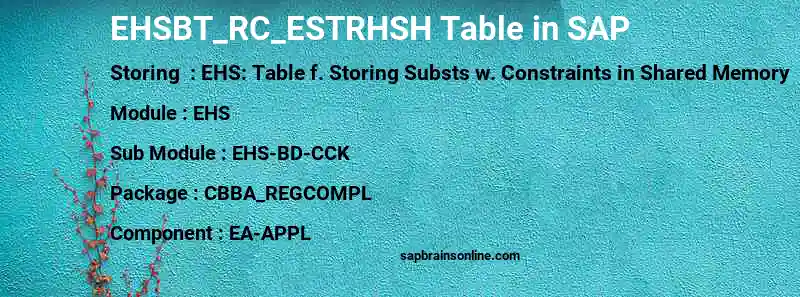 SAP EHSBT_RC_ESTRHSH table