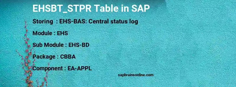 SAP EHSBT_STPR table