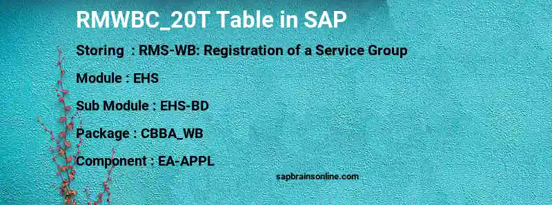 SAP RMWBC_20T table