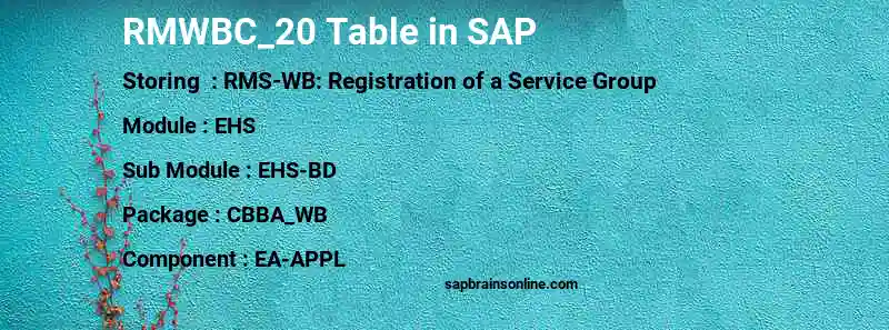 SAP RMWBC_20 table