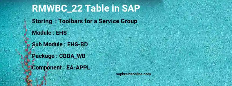 SAP RMWBC_22 table